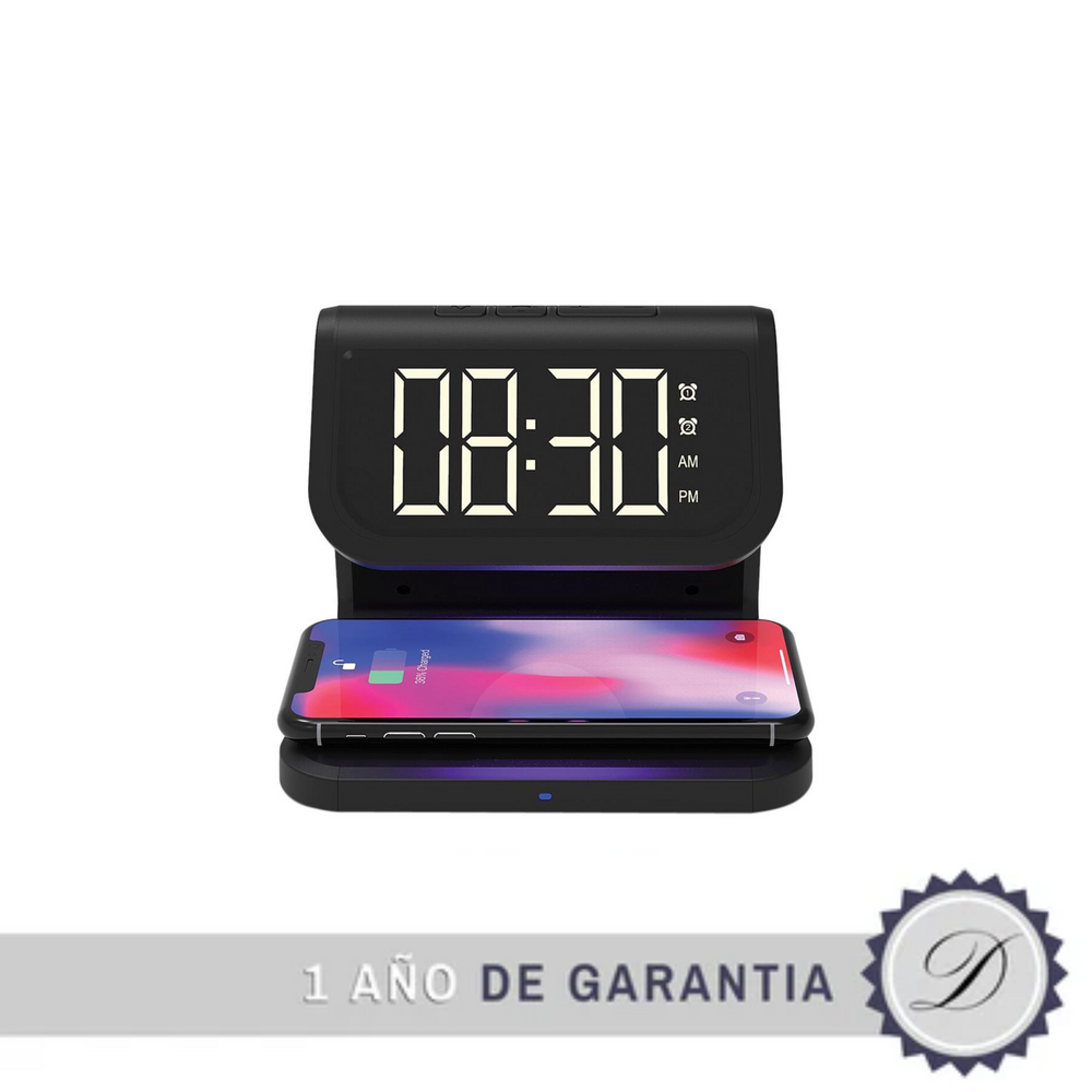 Esterilizador UV Qi cargador inalámbrico reloj despertador